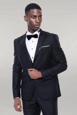 Satin Detailed Dark Grey Tuxedo 