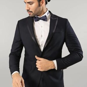 Satin Lapel Navy Blue Tuxedo | Wessi