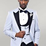 Self-Patterned Baby Blue Wedding Suit - Wessi