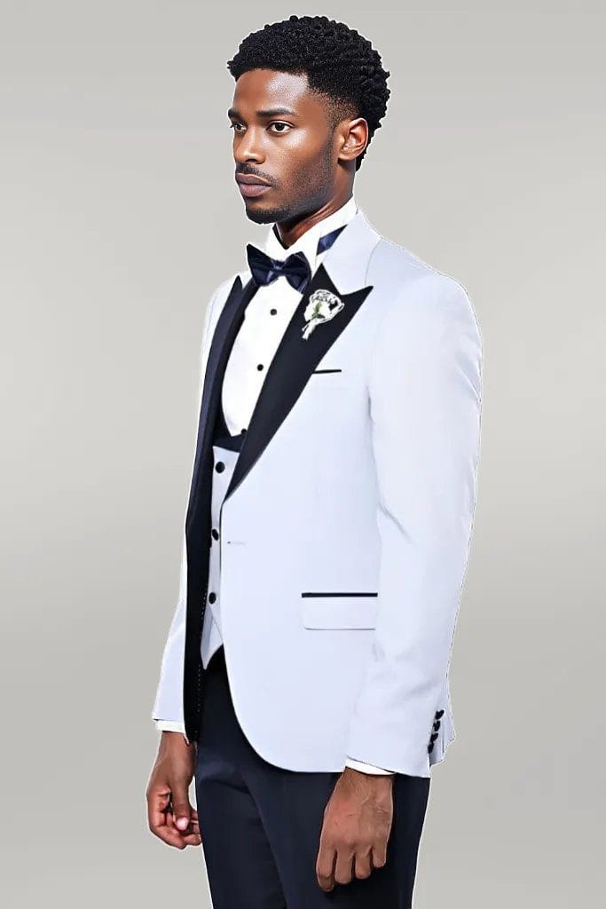 Baby Blue Linen Suit Slim Fit Two Piece Set - Wedding - Prom