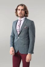 Self-Patterned Green Men's Blazer
