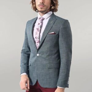 Self-Patterned Green Men's Blazer | Wessi