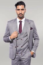 Self-Patterned Light Burgundy Suit
