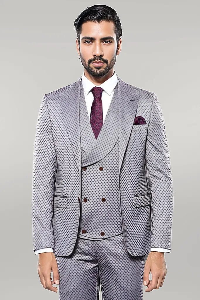 Burgundy Shiny Suit - Flashy Sateen Suit - Bright Color main image 1