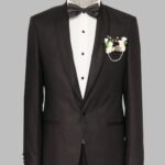 Shawl Lapel Patterned Black Men Wedding Suit | Wessi