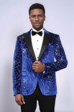 Shimmering-Silver-Rose-Patterned-Over-Blue-Men-Stage-Tuxedo-Blazer-Wessi-1