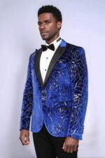 Shimmering-Silver-Rose-Patterned-Over-Blue-Men-Stage-Tuxedo-Blazer-Wessi-2
