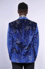 Shimmering-Silver-Rose-Patterned-Over-Blue-Men-Stage-Tuxedo-Blazer-Wessi-4