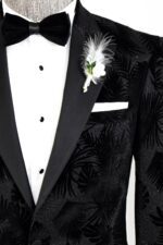 Shiny-Leaf-Patterned-Black-Prom-Blazer-Wessi-1