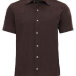 Short Sleeve Cotton Brown Men Shirt - Wessi