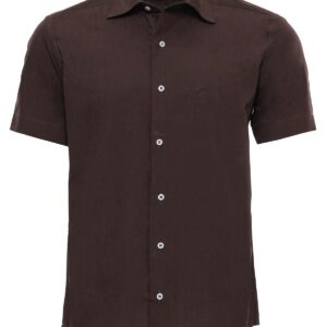 Short Sleeve Cotton Brown Men Shirt - Wessi