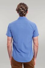 Short-Sleeve-Poly-Cotton-Slim-Fit-Blue-Men-Shirt-Wessi-3