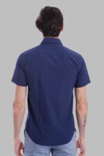 Short-Sleeve-Poly-Cotton-Slim-Fit-Navy-Blue-Men-Shirt-Wessi-1