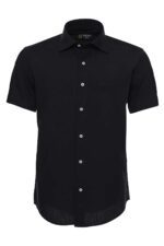 Short Sleeves Cotton Black Men Shirt