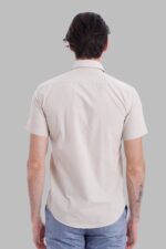 Short-Sleeves-Poly-Cotton-Slim-Fit-Cream-Men-Shirt-Wessi-1