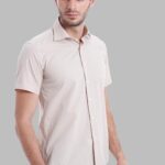 Short Sleeves Poly Cotton Slim Fit Cream Men Shirt - Wessi