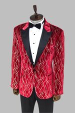 Silver-Patterned-Burgundy-Men-Tuxedo-Party-Blazer-Wessi-5