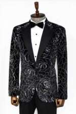 Silver-Rose-Patterned-Over-Green-Velvet-Men-Dazzle-Jackets-Wessi-2