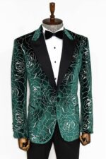 Silver-Rose-Patterned-Over-Green-Velvet-Men-Dazzle-Jackets-Wessi-4