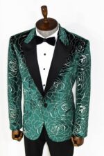 Silver-Rose-Patterned-Over-Green-Velvet-Men-Dazzle-Jackets-Wessi-5