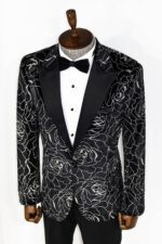 Silver-Rose-Patterned-Over-Green-Velvet-Men-Dazzle-Jackets-Wessi-5