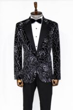 Silver-Rose-Patterned-Over-Green-Velvet-Men-Dazzle-Jackets-Wessi-6
