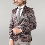 Single Button Camouflage Brown Jacket-Wessi