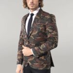 Single Button Camouflage Green Jacket-Wessi