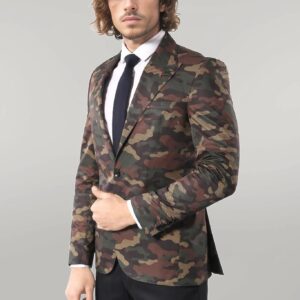 Single Button Camouflage Green Jacket-Wessi