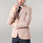 Single Button Plaid Beige Blazer - Wessi