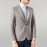 Single Button Plaid Cream Blazer - Wessi