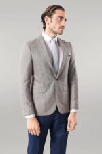 Single Button Plaid Cream Blazer