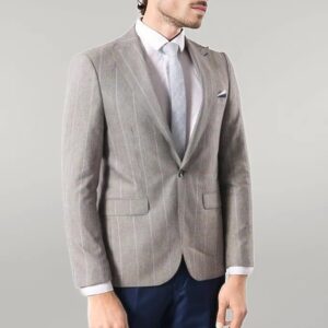 Single Button Plaid Cream Blazer - Wessi