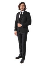 Single-Button-Pointed-Collar-Black-Blazer-Wessi-2