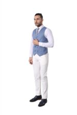 Single-Button-Pointed-Collar-Plaid-Suit-Vest-Light-Blue-Suit-Wessi-2