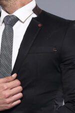 Single-Button-Standing-Collar-Black-Men-Blazer-Wessi-1
