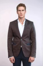 Single-Button-Standing-Collar-Brown-Men-Blazer-Wessi-1