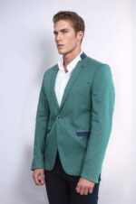 Single-Button-Standing-Collar-Green-Men-Blazer-Wessi-2
