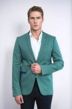 Single-Button-Standing-Collar-Green-Men-Blazer-Wessi-3