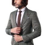 Single Button Wide Pointed Collar Green Blazer - Wessi