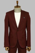 Single Buttons 2 Piece Burgundy Men Suit