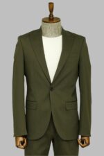 Single Buttons 2 Piece Green Men Suit