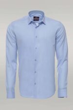 Sky Blue Plain Long Sleeves Regular Fit Shirt
