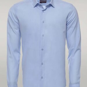 Sky Blue Plain Long Sleeves Regular Fit Shirt - Wessi