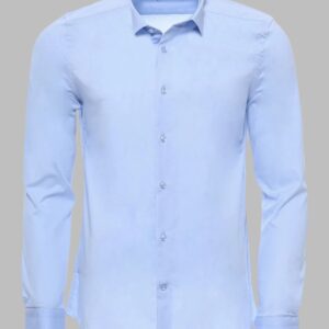 Sky Blue Slim-Fit Long Sleeve Shirt - Wessi