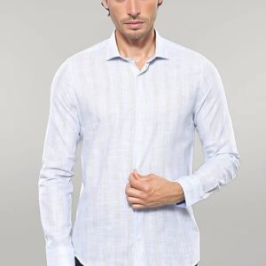 Sky Blue Striped Men's Shirt | Wessi