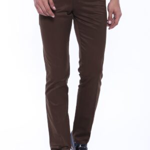 Slim Fit 5 Pockets Suede Brown Men Pants