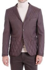 Slim Fit Brown Quilted Blazer