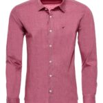 Slim Fit Burgundy Long Sleeve Men's Shirt - Wessi