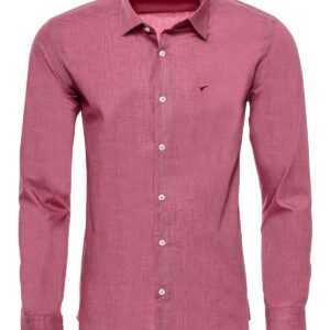 Slim Fit Burgundy Long Sleeve Men's Shirt - Wessi